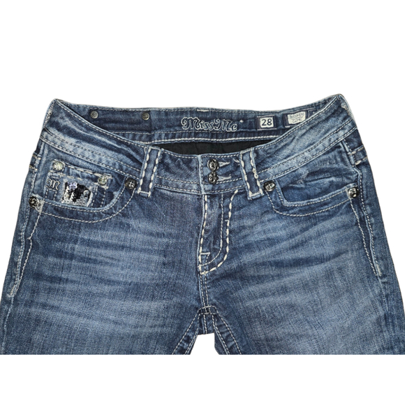 Women's Miss Me Jeans Designed Exclusively for Buckle Capri Size 28 Blue - Picture 3 of 8
